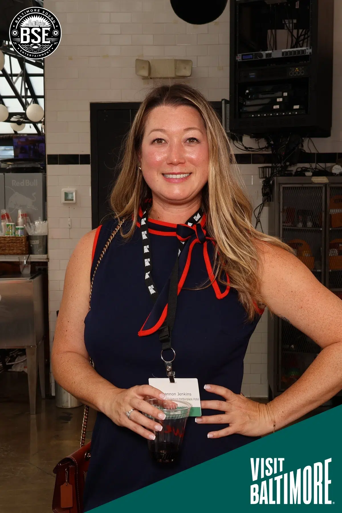 Photo of a brand logo filter on a picture of a woman.