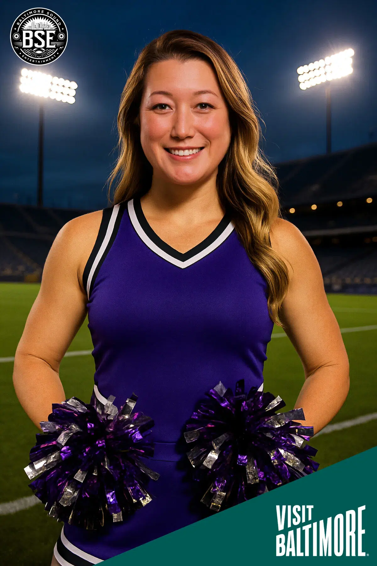 Photo of an AI cheerleader filter for a woman.