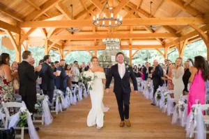 photo of a bride and groom after they were announced husband and wife at a beach venue