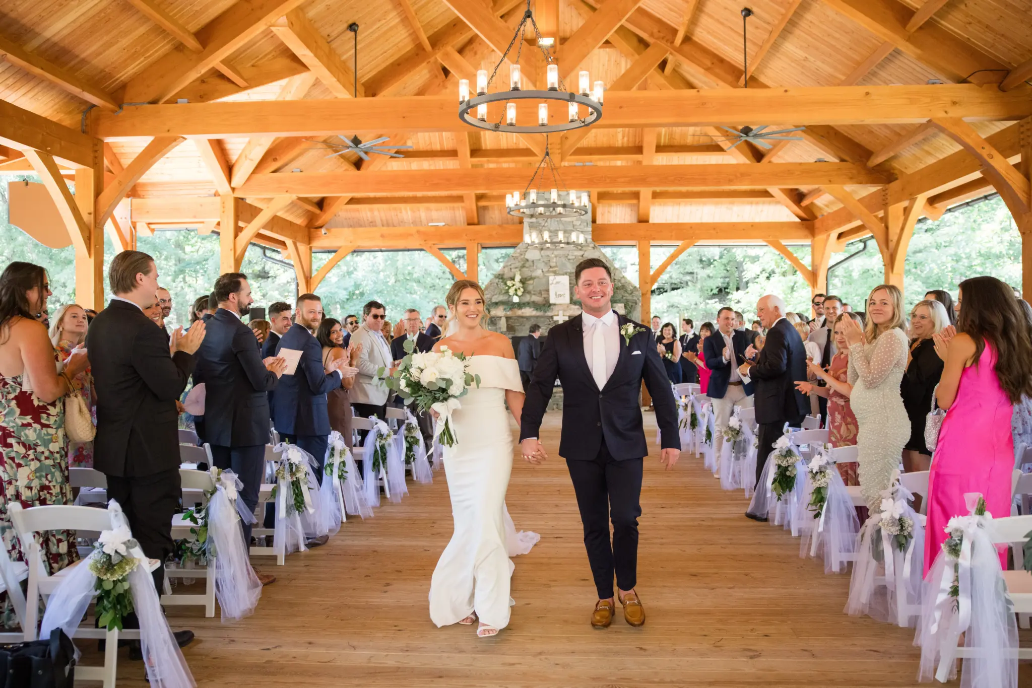 photo of a bride and groom after they were announced husband and wife at a beach venue