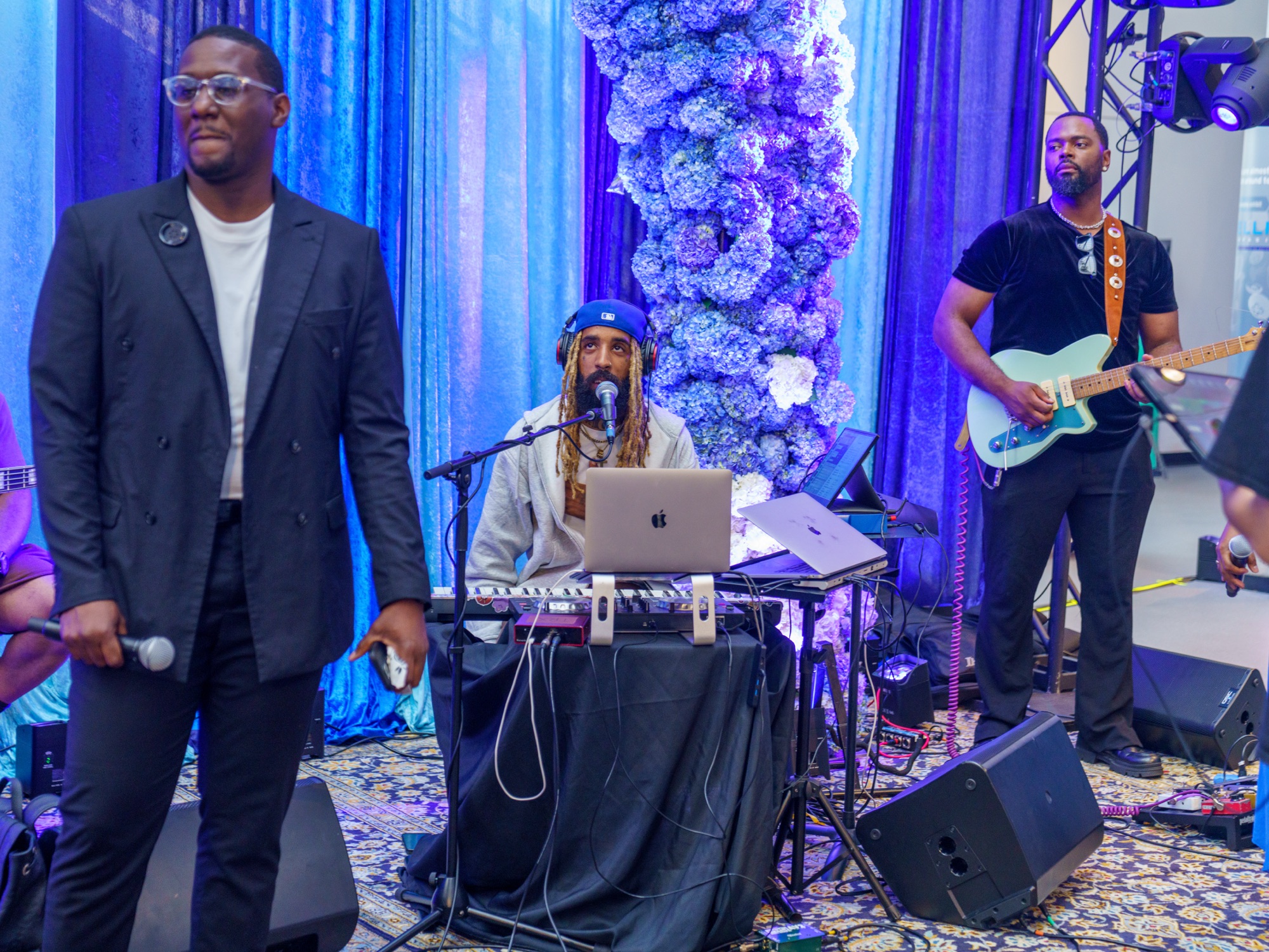Band and DJ setup at National Aquarium Voyages