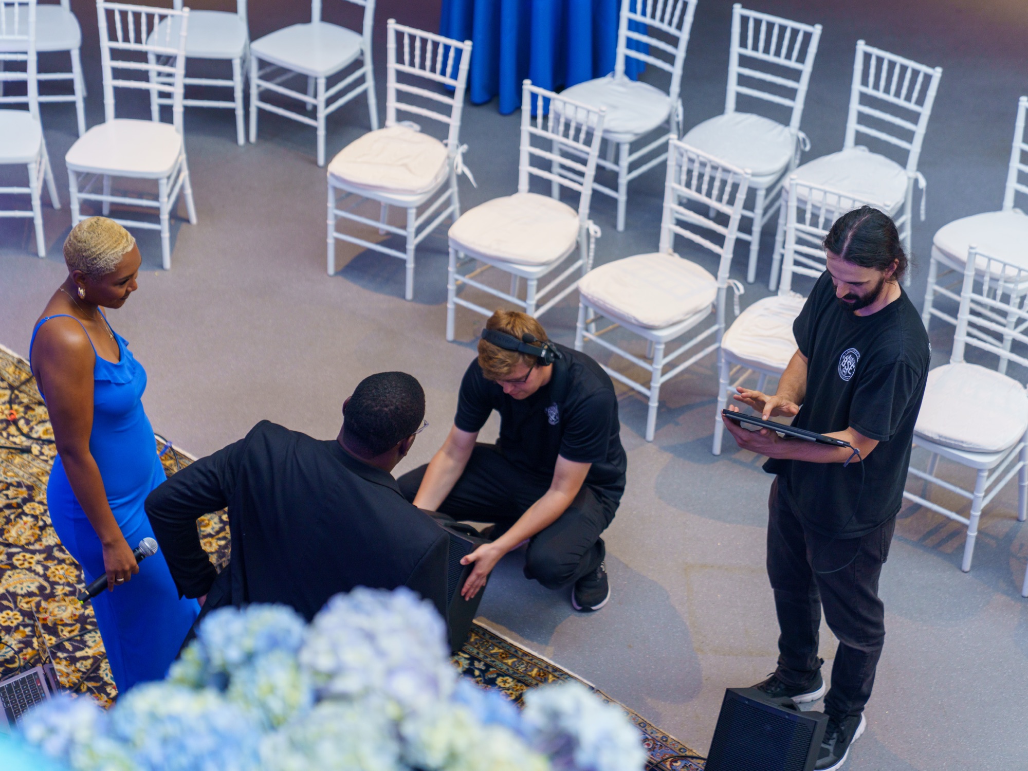 Baltimore Sound crew setting up audio before Voyages