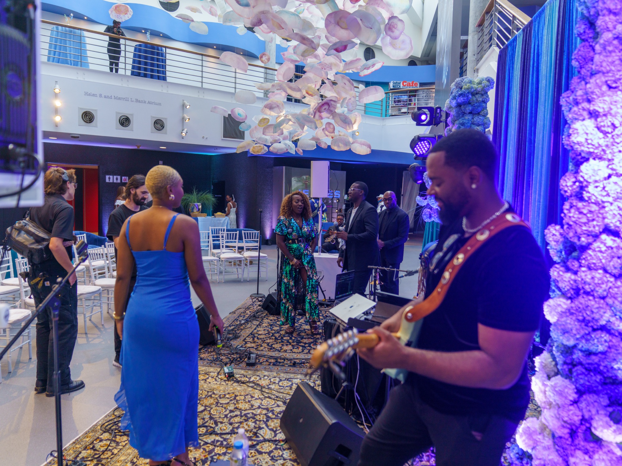 Soundcheck with the band before guests arrive